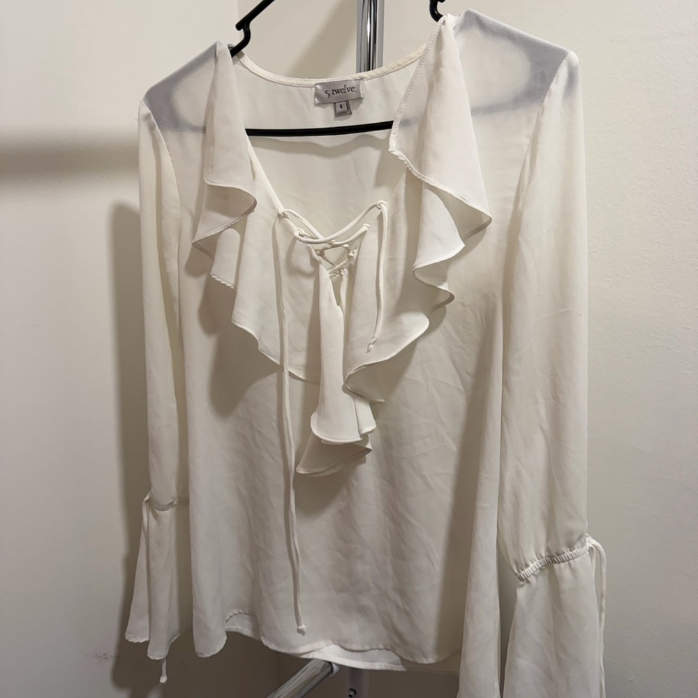 Elegant Cream Ruffle Blouse